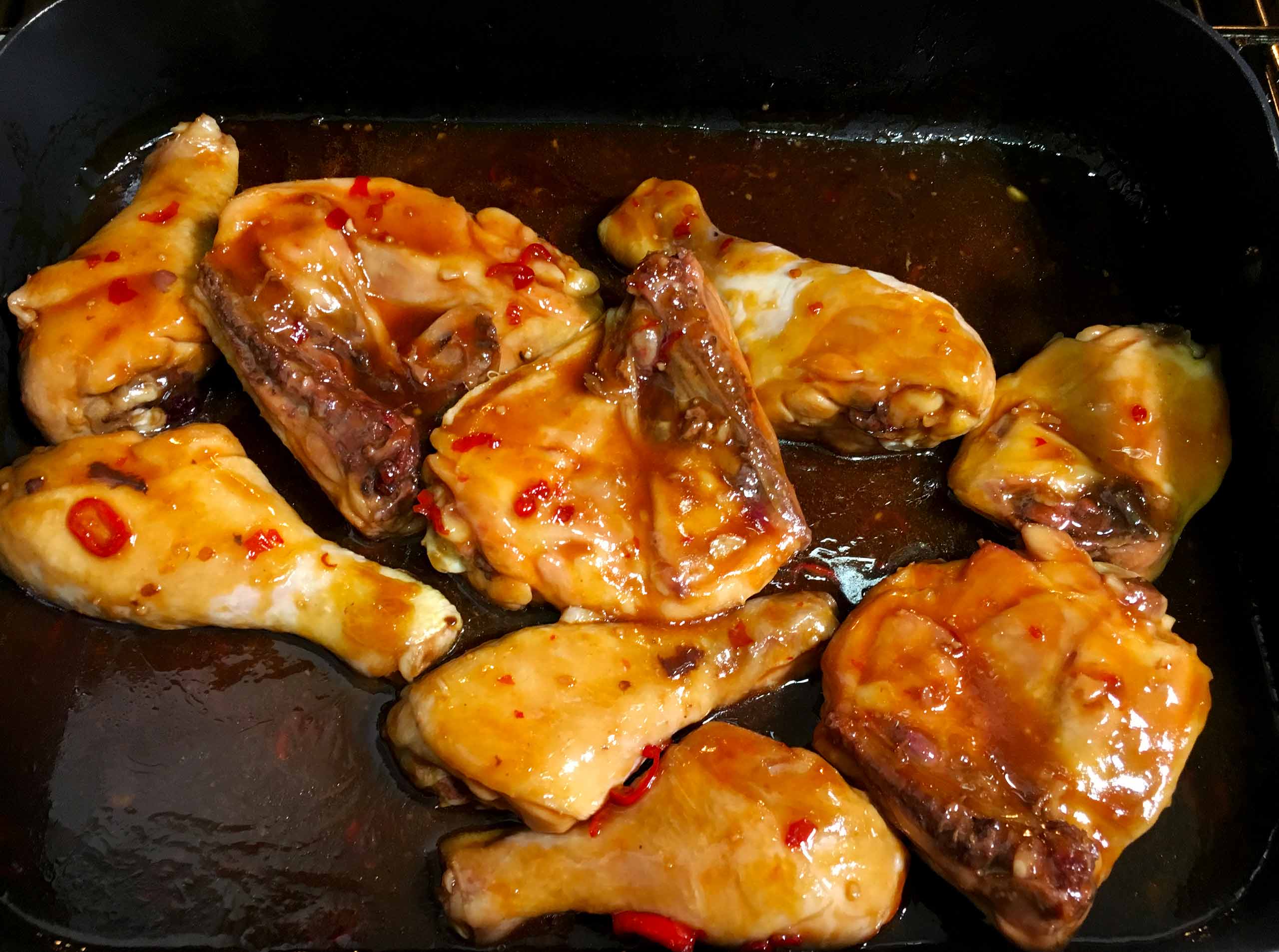 Flip the chicken - chicken in sweet chili sauce with touches of spiciness