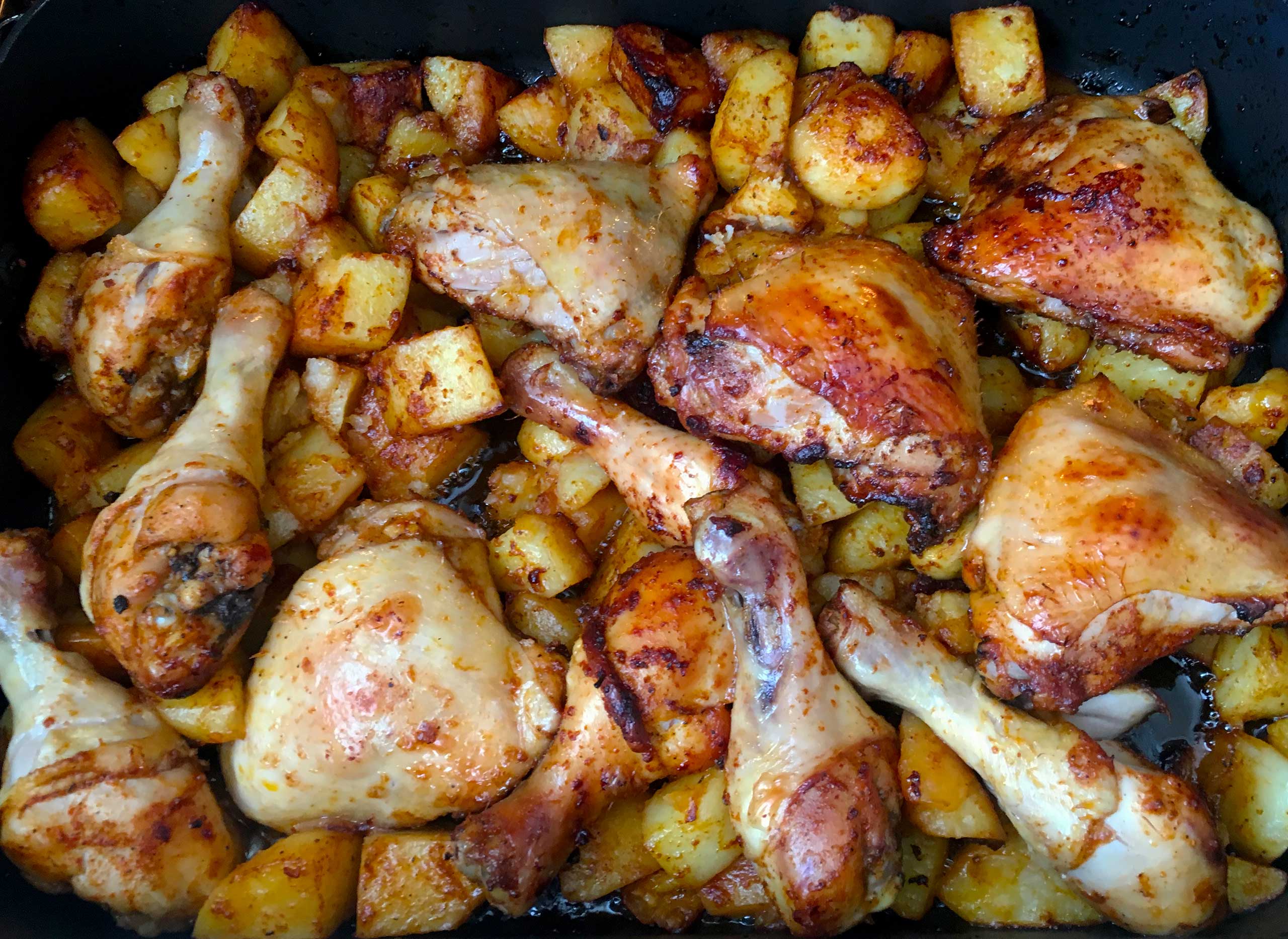 Baked chicken and potatoes