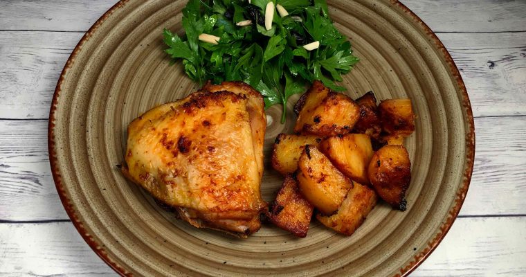 Easy and Tasty One-pan oven-roasted chicken and potatoes recipe