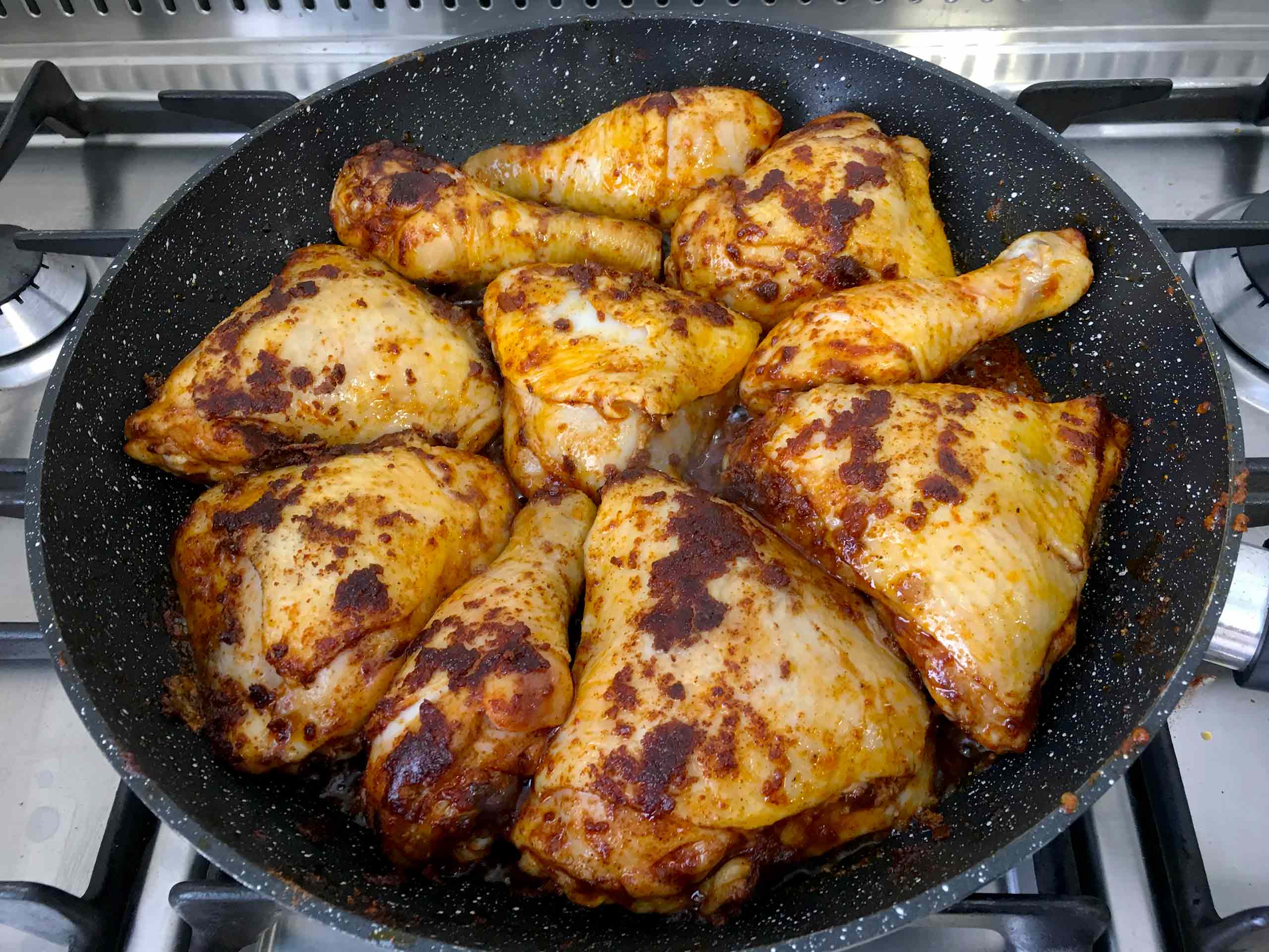 chicken in sweet wine Turn the chicken over few times until it is nicely golden.