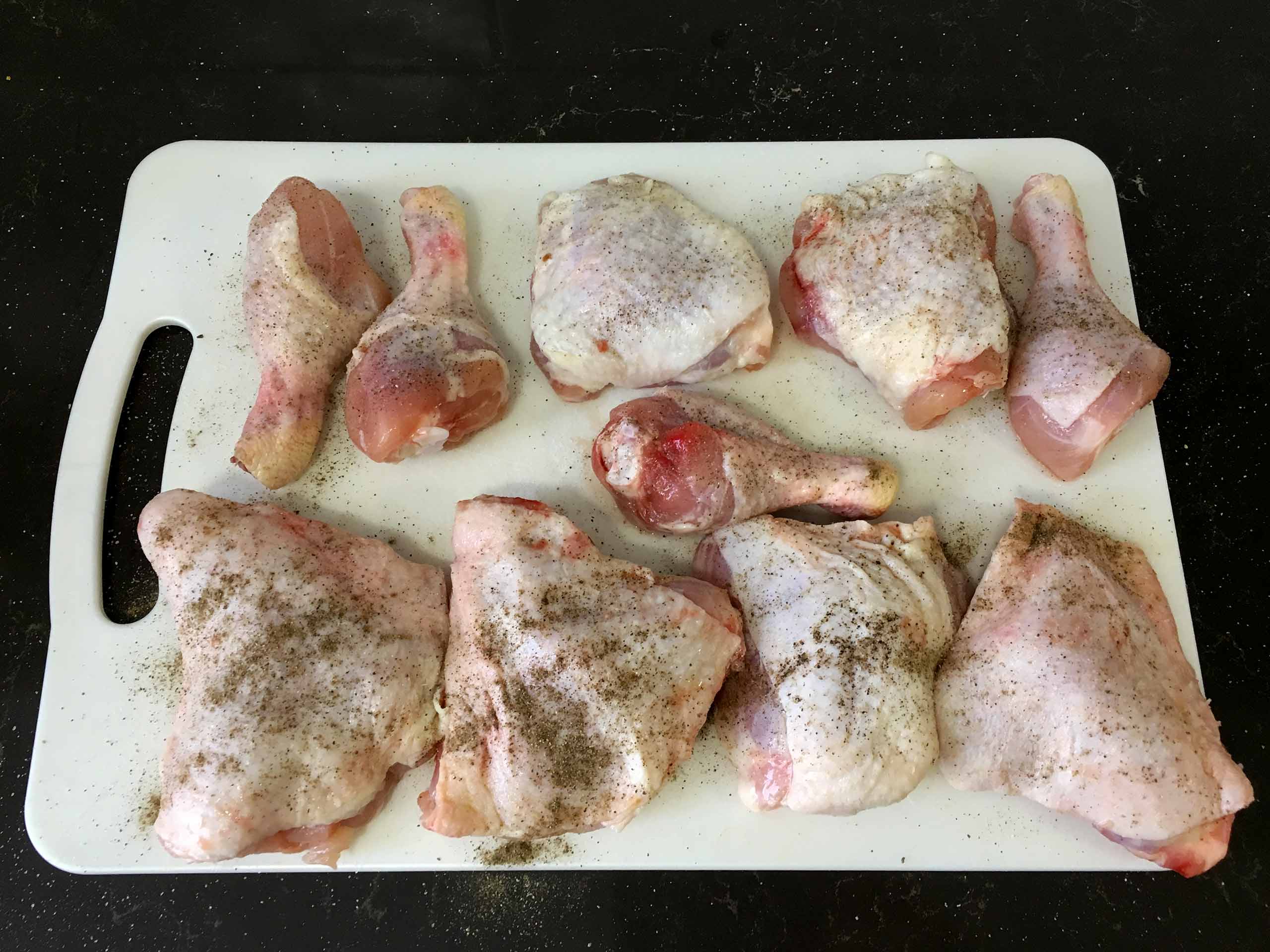 chicken in sweet wine season with pepper and salt