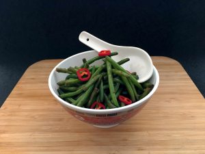 Delicate green beans in soy sauce