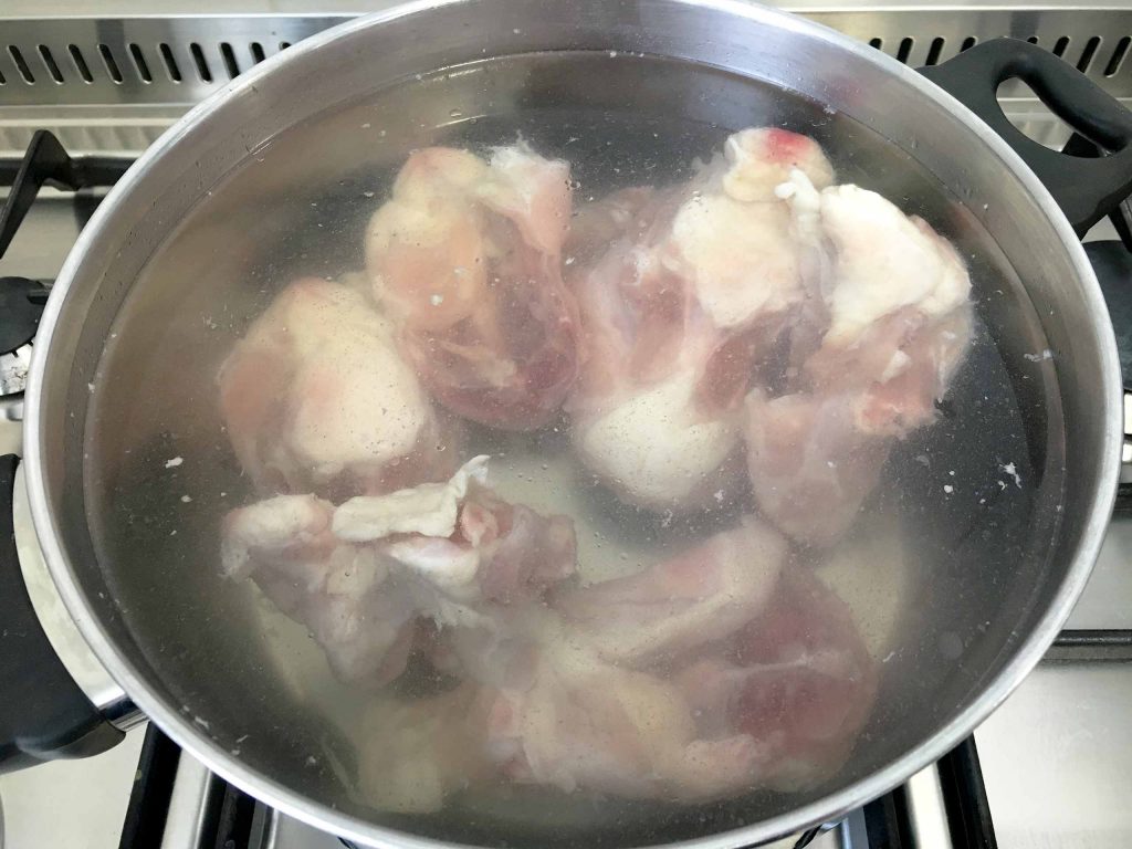 chicken soup making the stock