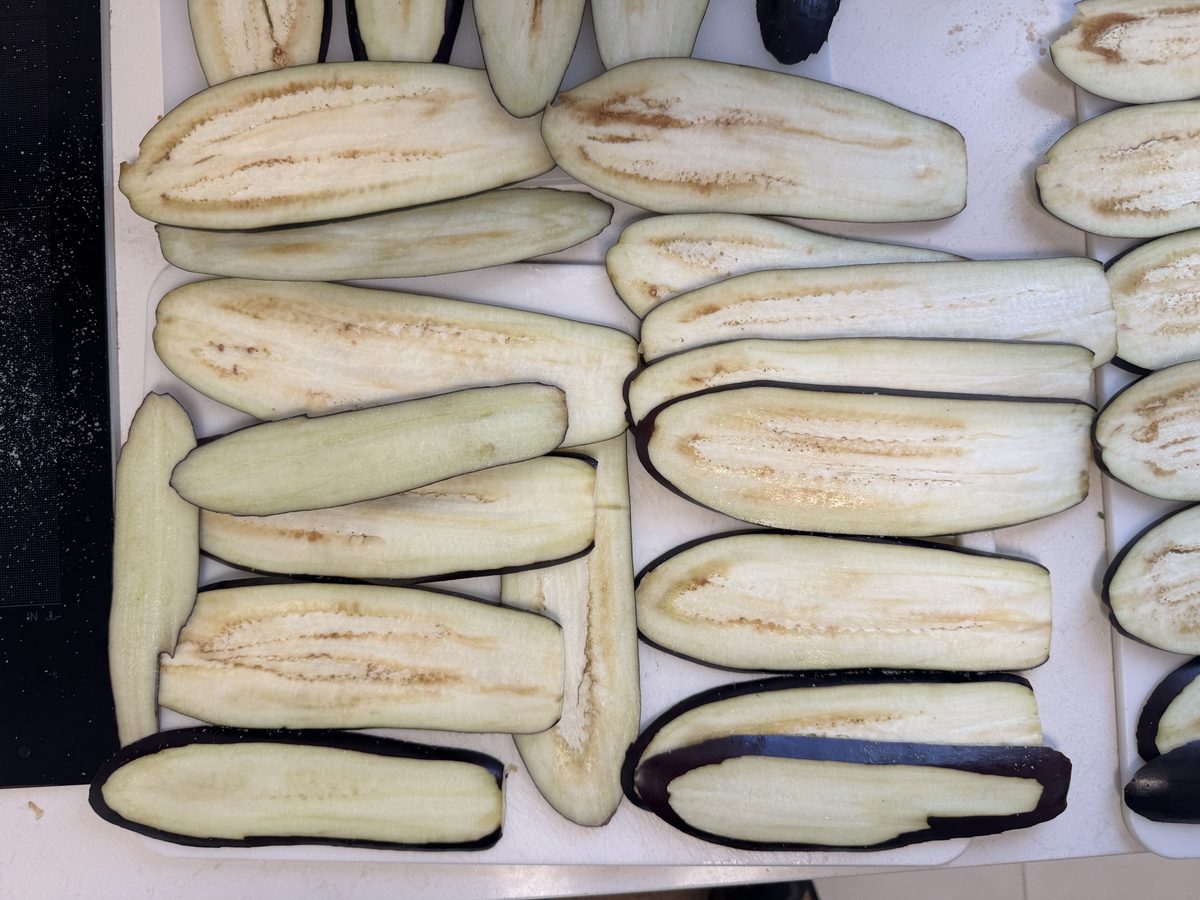 Salted eggplant slices