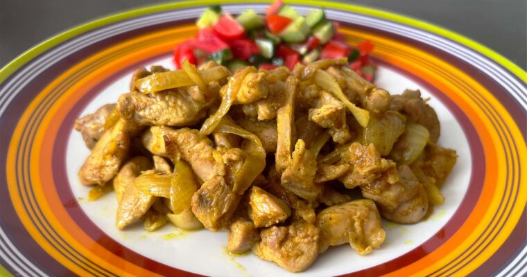 Homemade Chicken Thigh Shawarma in a Skillet