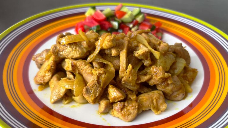 Homemade chicken thigh shawarma on a plate