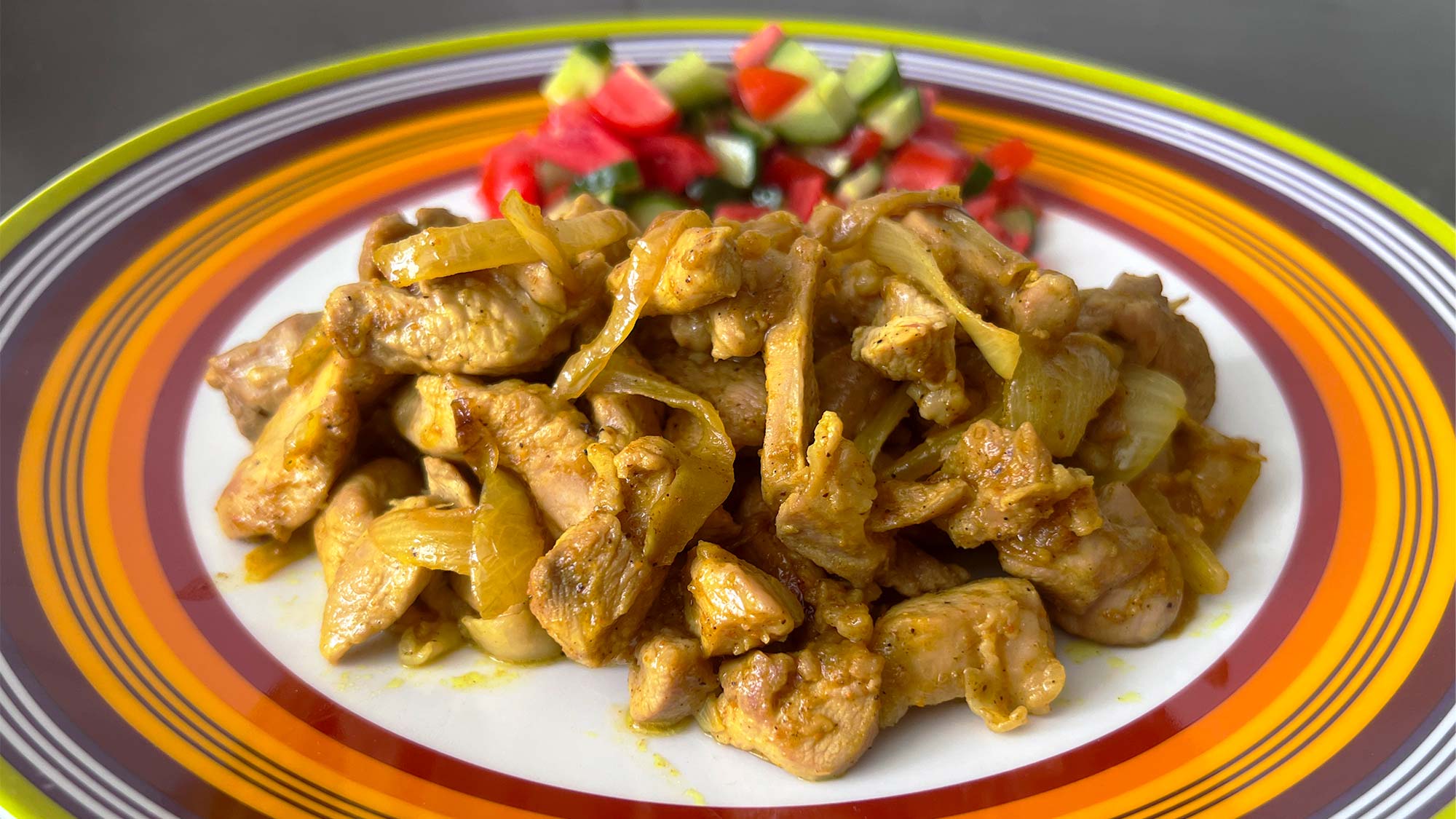 Homemade Chicken Thigh Shawarma in a Skillet